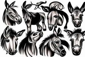 man and donkey tattoo idea