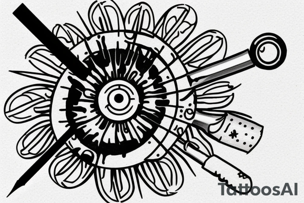 a screwdriver pierced a human eye tattoo idea