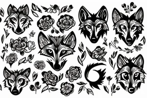 Wolf with flowers tattoo idea
