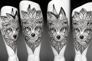 Wolf with flowers tattoo idea