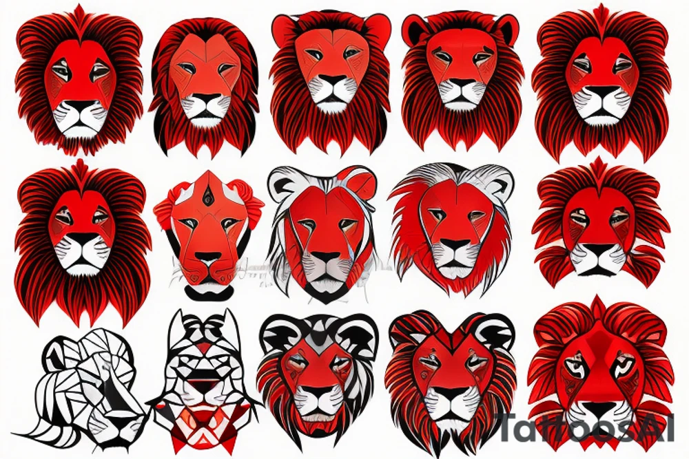 Lion line red tattoo idea