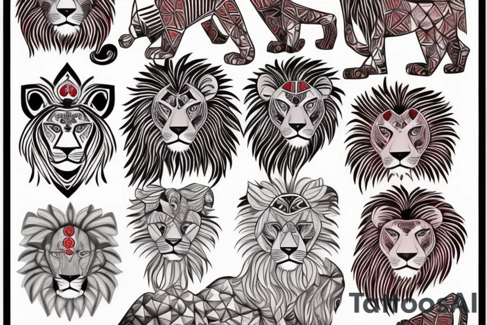 Lion line red tattoo idea