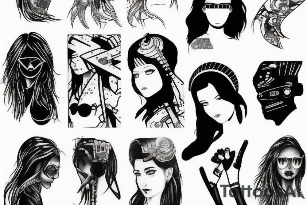 Cyberpunk girl tattoo idea