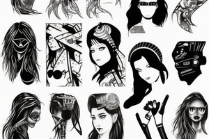 Cyberpunk girl tattoo idea