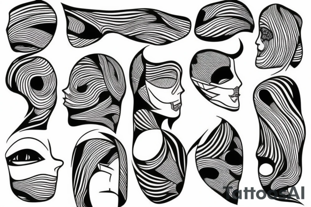 Abstract human made with lines tattoo idea