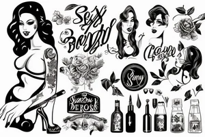 Sexy lady in a bar tattoo idea