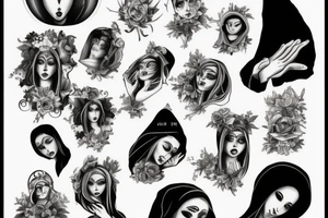 Nun in gravure style tattoo idea