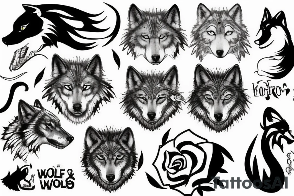 Wolf and panter tattoo idea