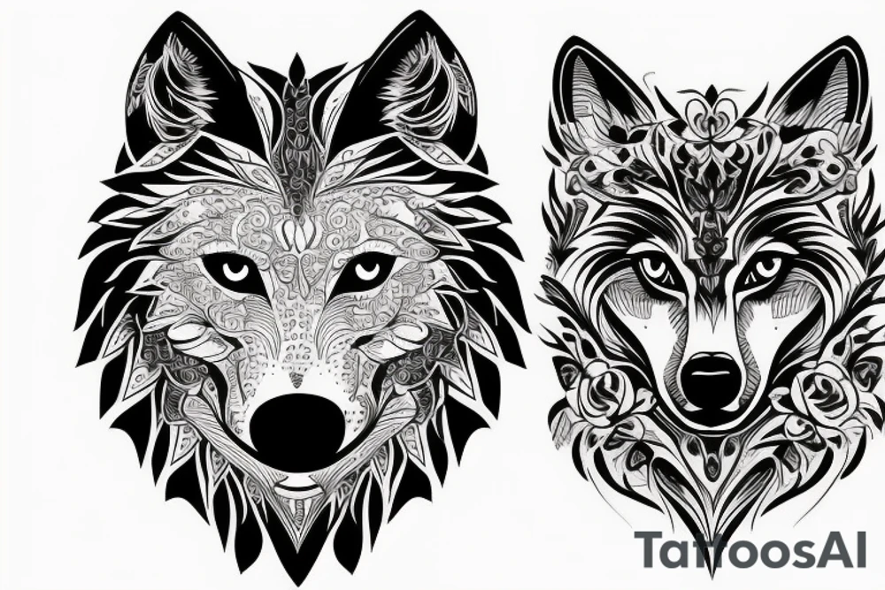 Wolf and panter tattoo idea