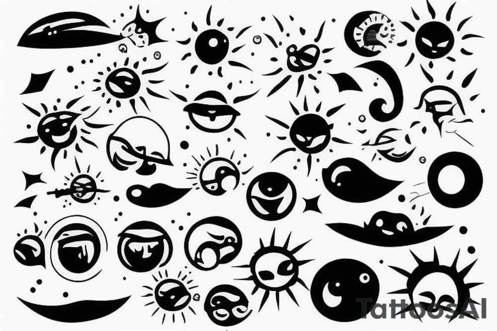 Line gun sun tattoo idea