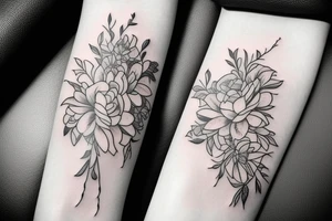 stretched line of flowers tattoo idea