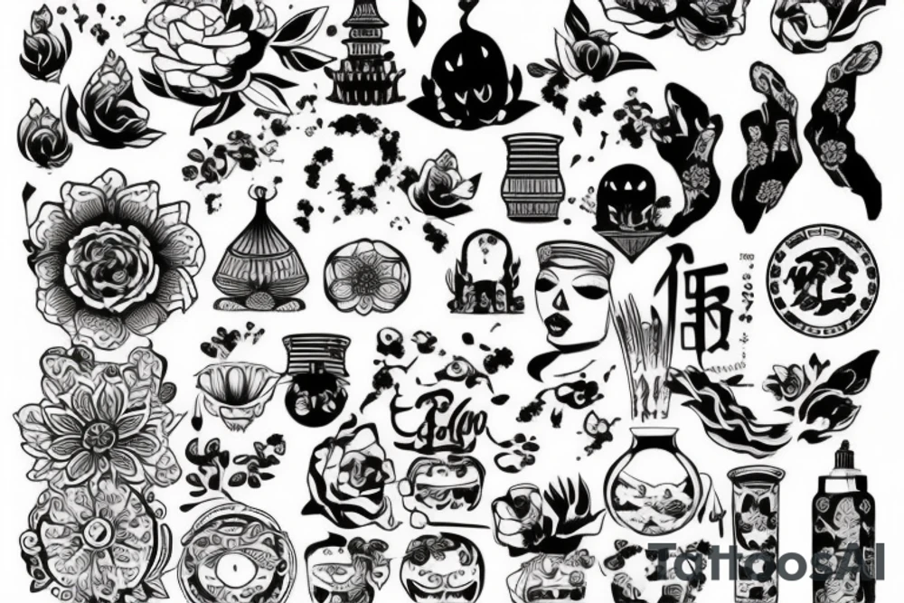 Самурай с катаной с сакурой tattoo idea