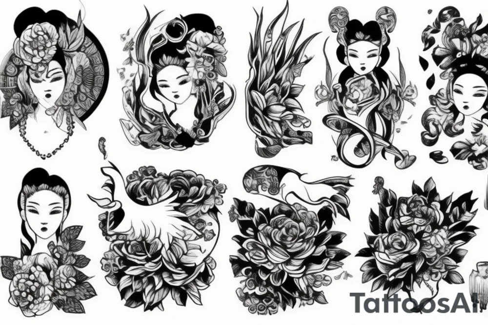 Самурай с катаной с сакурой tattoo idea