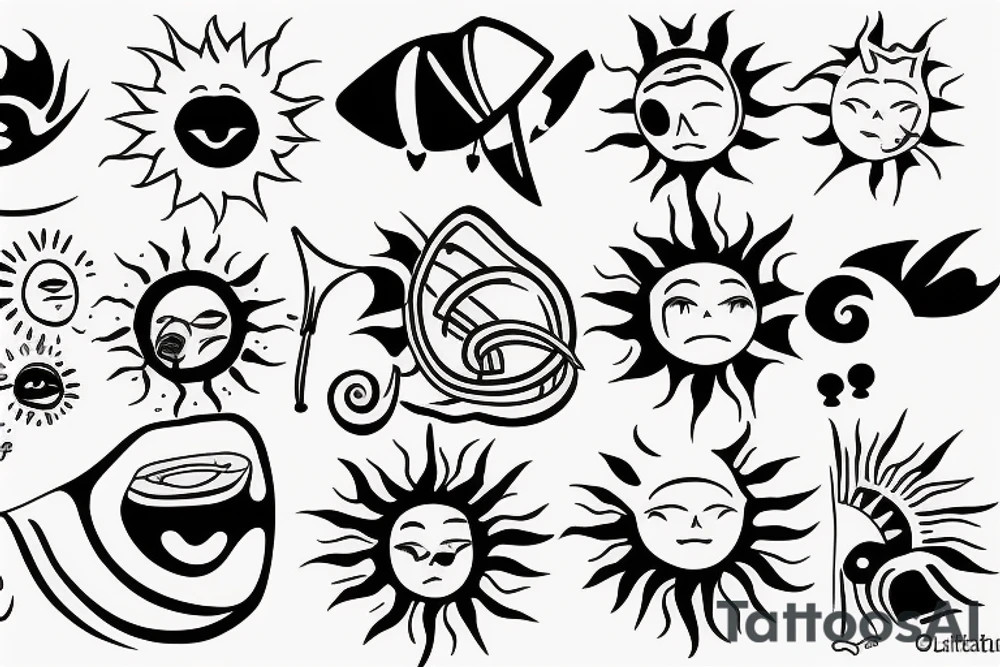 Line gun sun tattoo idea