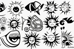 Line gun sun tattoo idea