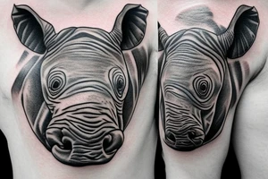 angry rhinoceros on the shoulder tattoo idea