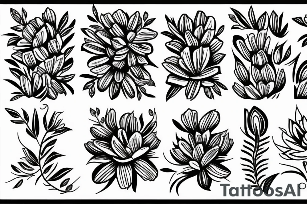 stretched line of flowers tattoo idea
