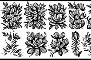 stretched line of flowers tattoo idea