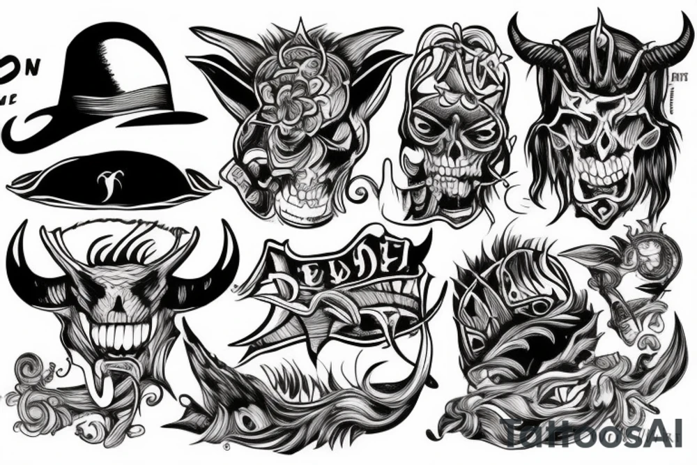 devil on the boat with joint tattoo idea