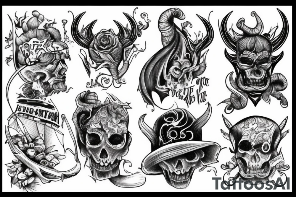 devil on the boat with joint tattoo idea