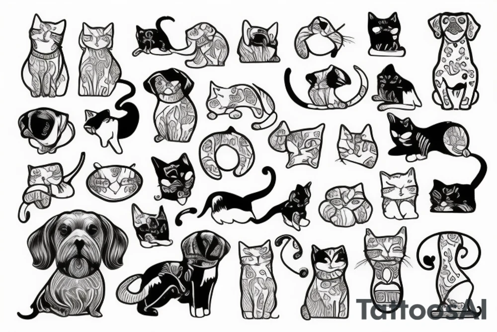 cat with dog tattoo idea