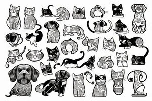cat with dog tattoo idea