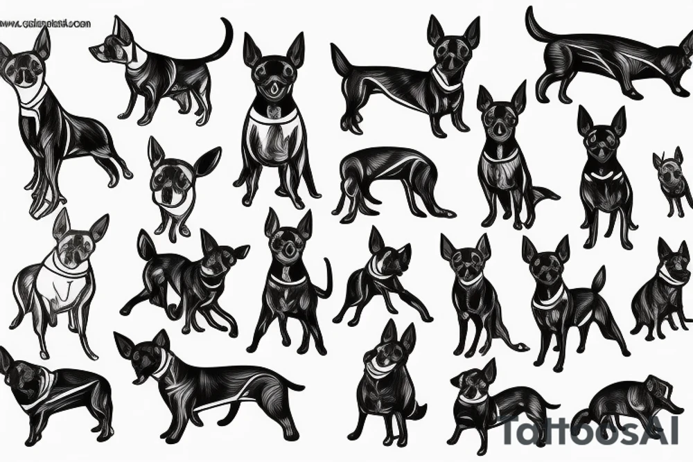happy russian toy terrier tattoo idea