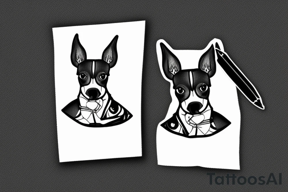 happy russian toy terrier tattoo idea