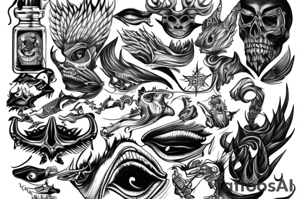 devil on the boat with joint tattoo idea