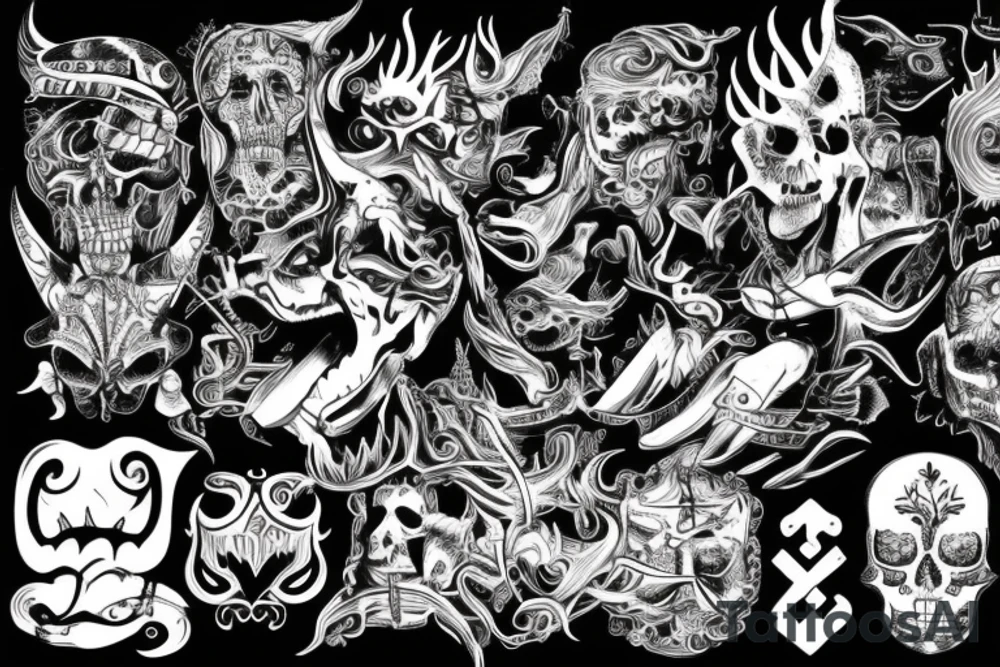 devil on the boat with joint tattoo idea