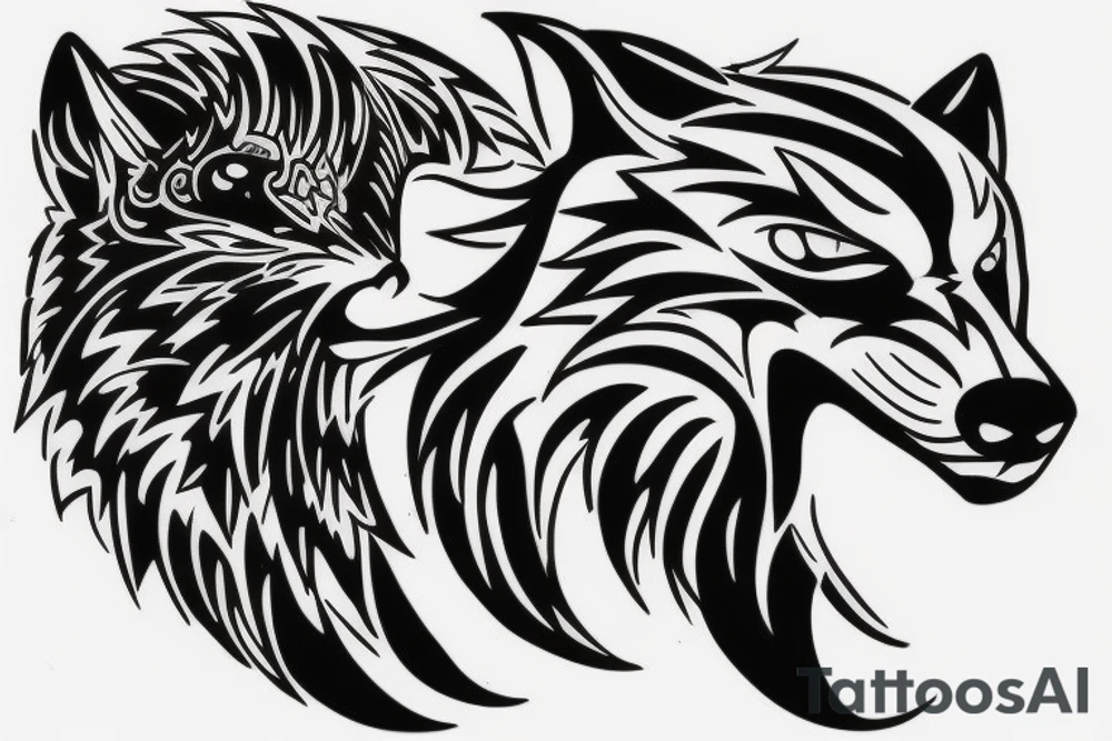 Wolf and Panther tattoo idea
