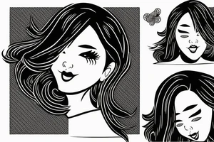 Asian girl on bandana with big lips tattoo idea