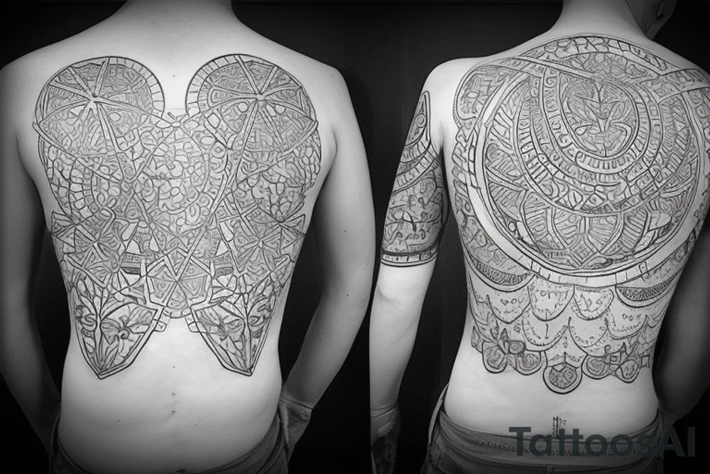 Черная геометрия с сотами, плавными линиями, мандалой tattoo idea Черная геометрия с сотами, плавными линиями, мандалой tattoo idea