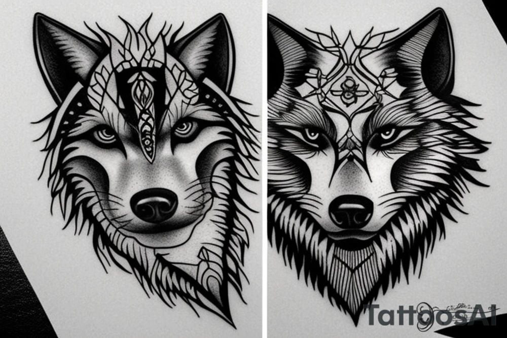 Wolf and Panther tattoo idea