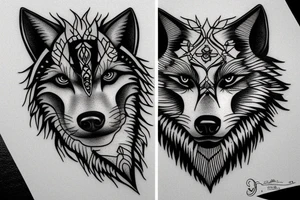 Wolf and Panther tattoo idea