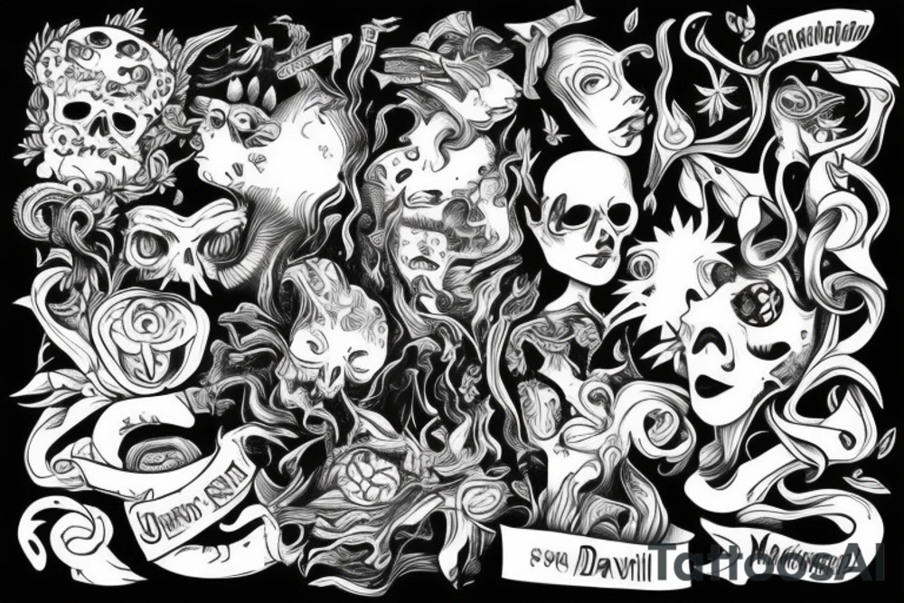 smoking joint with marihuanna devil tattoo idea