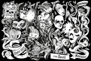 smoking joint with marihuanna devil tattoo idea