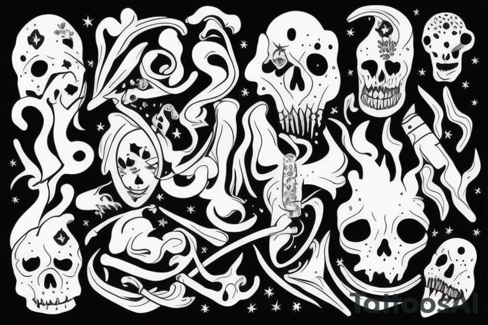 smoking joint with marihuanna devil tattoo idea