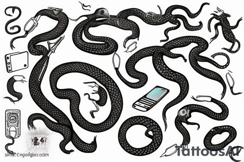Technological snake tattoo idea