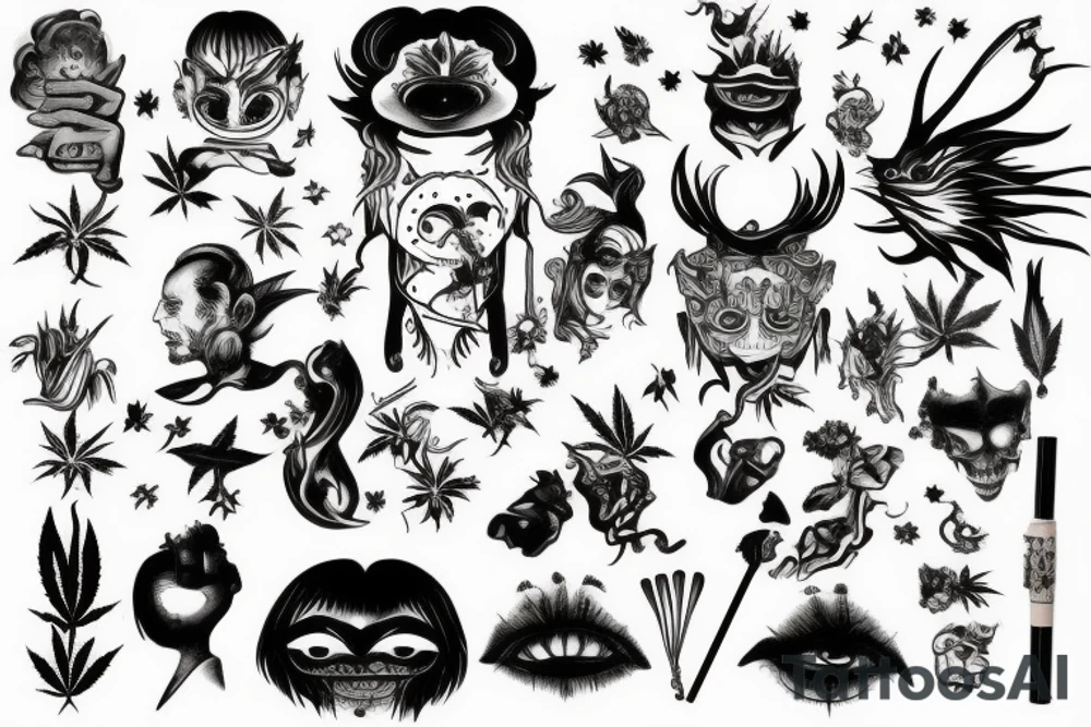 smoking joint with marihuanna devil tattoo idea