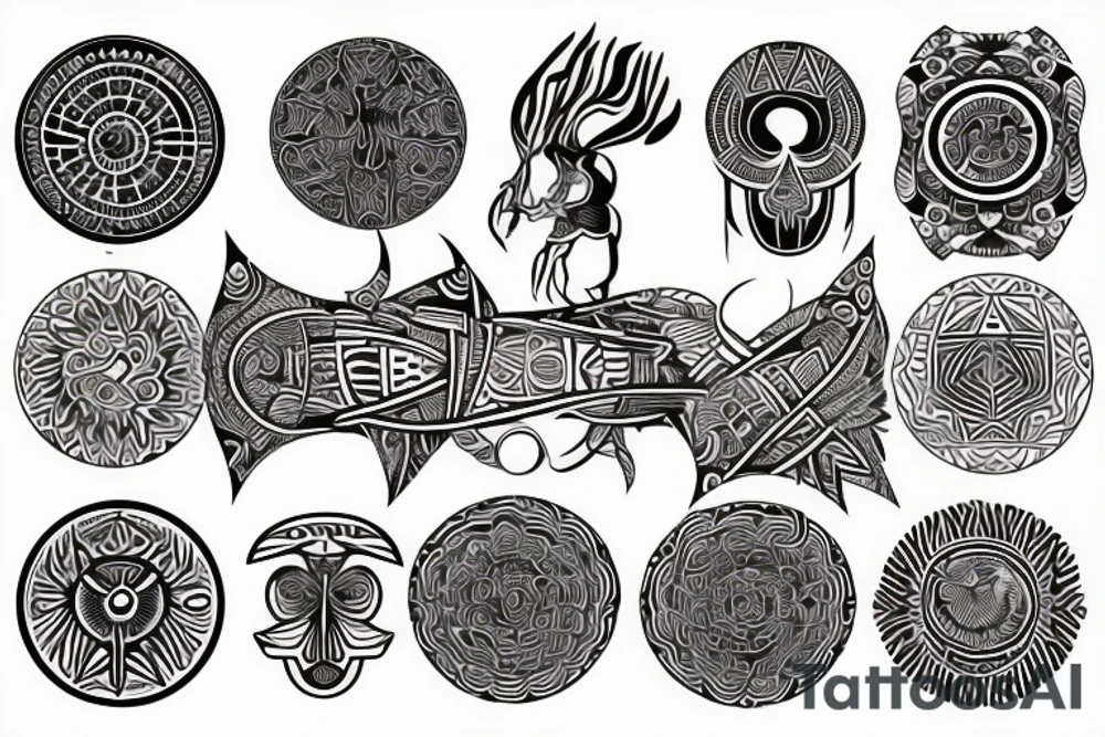 digital plus in wild circle tattoo idea