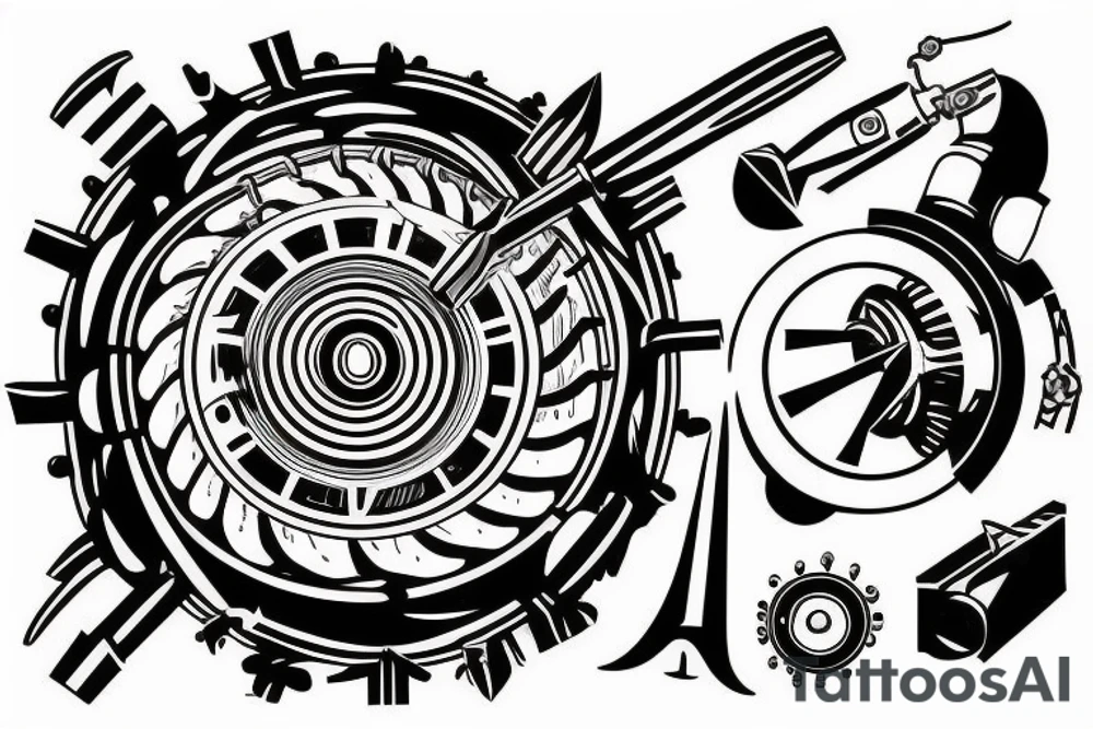 jet engine and tools tattoo idea