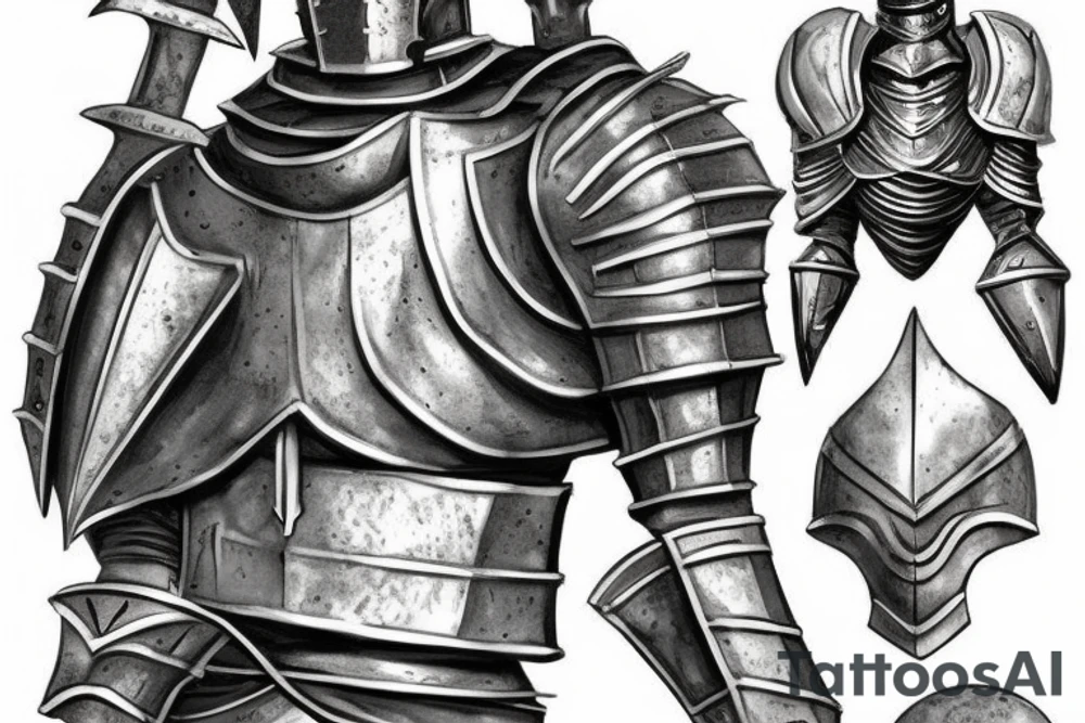 ashen one knight in armor from dark souls with realistic tattoo idea