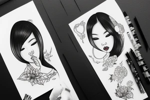 Asian girl with big lips tattoo idea