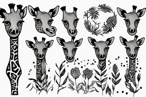 Giraffe eats grass tattoo idea