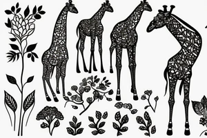 Giraffe eats grass tattoo idea