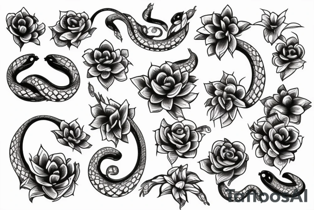 snake and flower tattoo idea