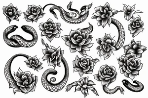 snake and flower tattoo idea