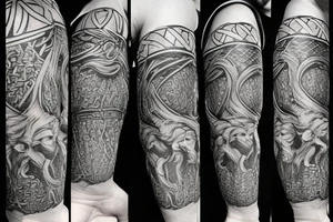Tattoo on the theme of the Vikings in the Scandinavian style tattoo idea