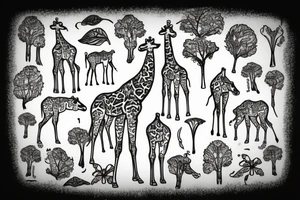 Giraffe eats grass tattoo idea